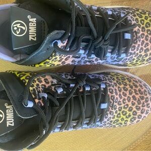 Zumba Fitness Leopard Print Athletic Shoes in Black, Pink, Yellow, Purple